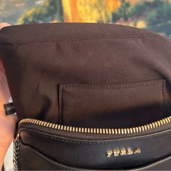 Furla Black Leather Crossbody with Gold Chain Detail - Picture 5 of 9